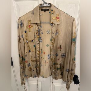 Roberto Cavalli gold cross shirt/blouse Vintage